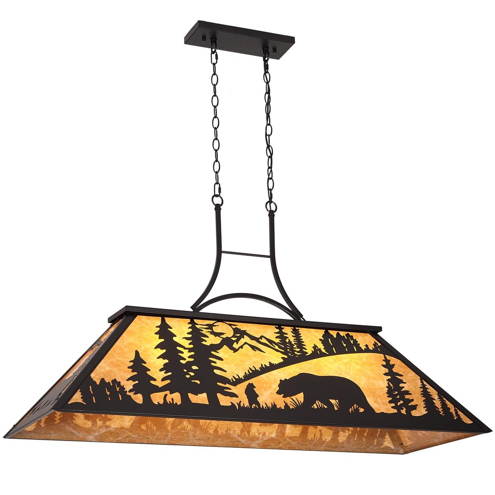 47.2" Pool Table Light, 4-Light Rustic Bear Chandelier for 7-8-9ft Table, Far...