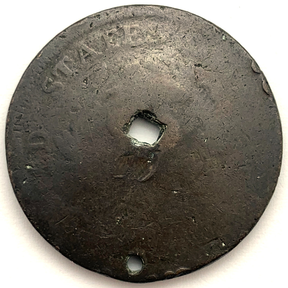 1797 S-131 No Stems 1C Draped Bust Large Cent: Holed