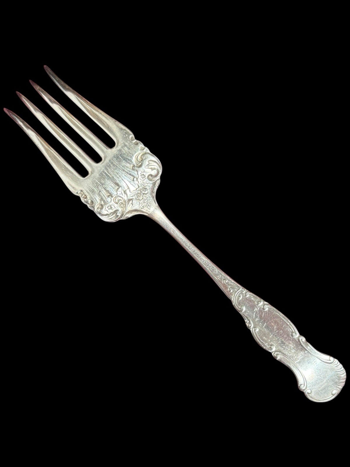 Antique Victorian Pairpoint Manufacturing Co Serving Fork 1880 Silverplate 6.75