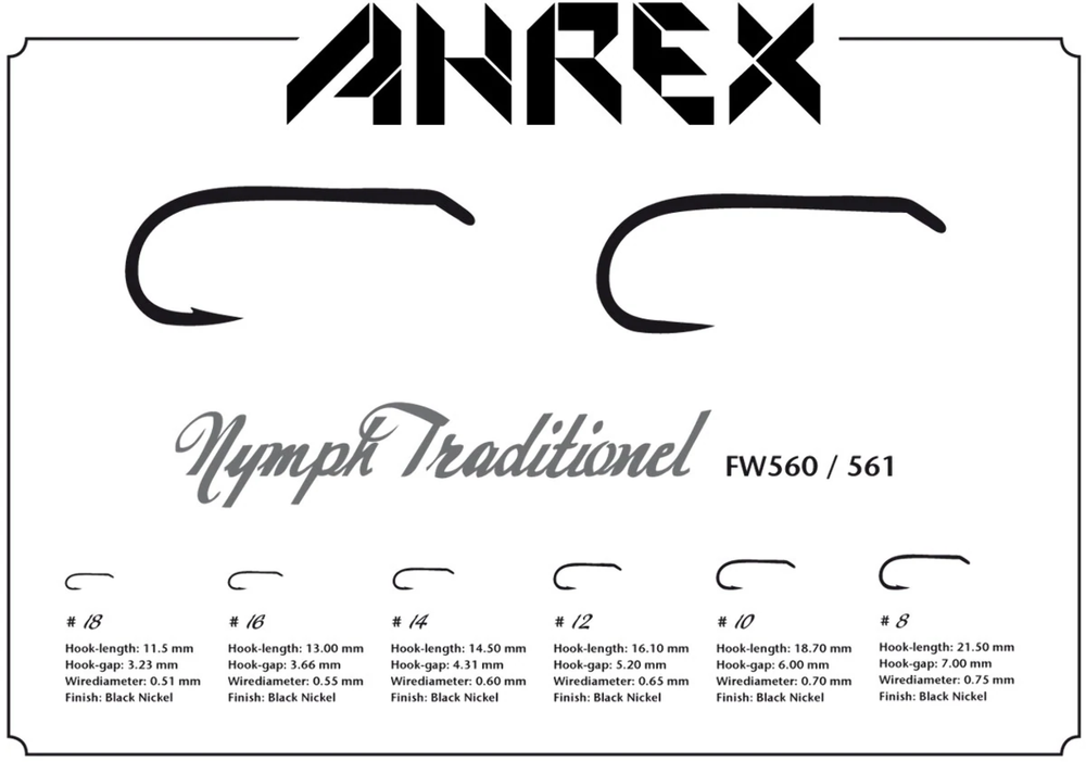 AHREX FW 550 NYMPH TRADITIONAL BARBED HOOK