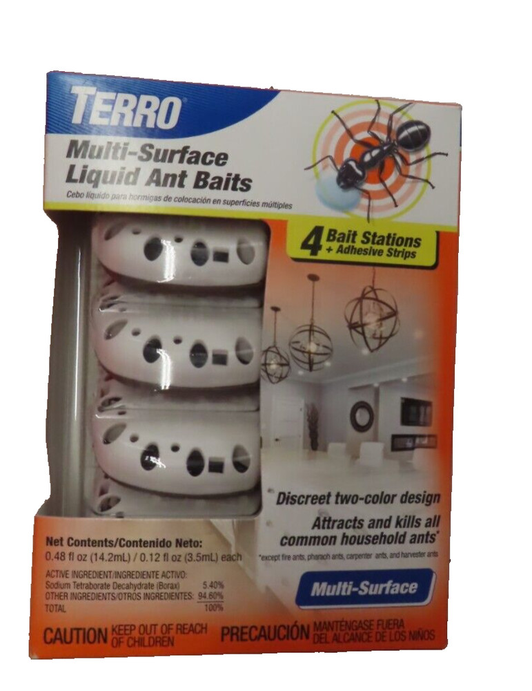 Terro Multi-Surface Liquid Ant Baits, Bait Station & Adhesive Strips 4 Stations