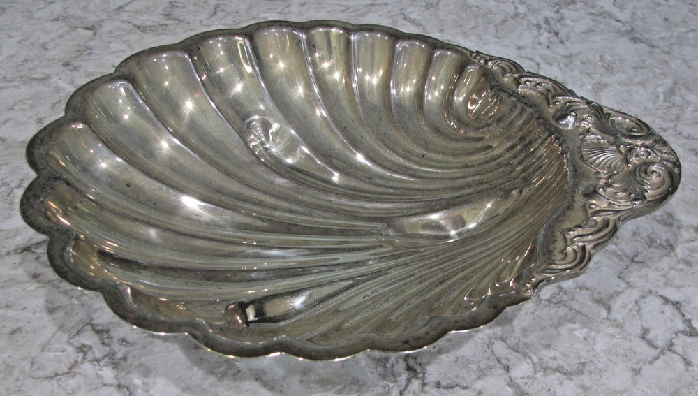 Vintage F. B. Rogers Silver Plated Seashell-Shaped Footed Serving Dish #1630,