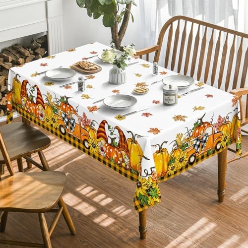 Fall Tablecloth 60x84 Inch Rectangular, 60" x 84" (Rectangular) Orange