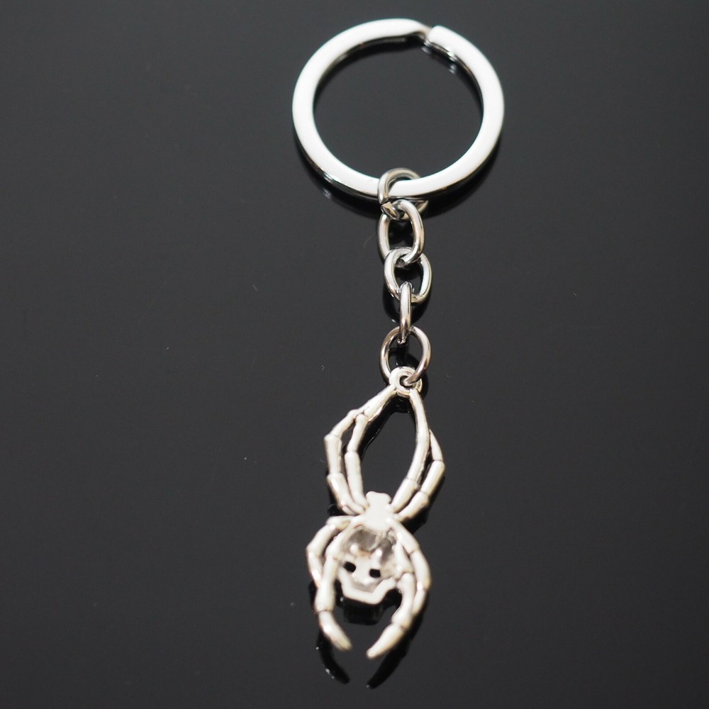 Skull Face Spider Scary Halloween Silver Charm Keychain Key Chain Gift