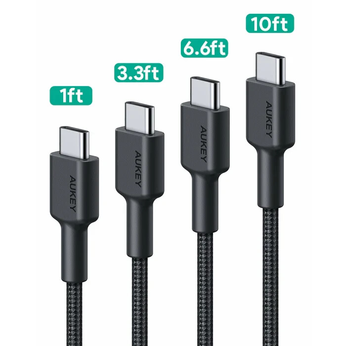 AUKEY  100W CABLES FOR IPAD,SAMSUNG, IPHONE  16/PRO/MAX & MACBOOKS