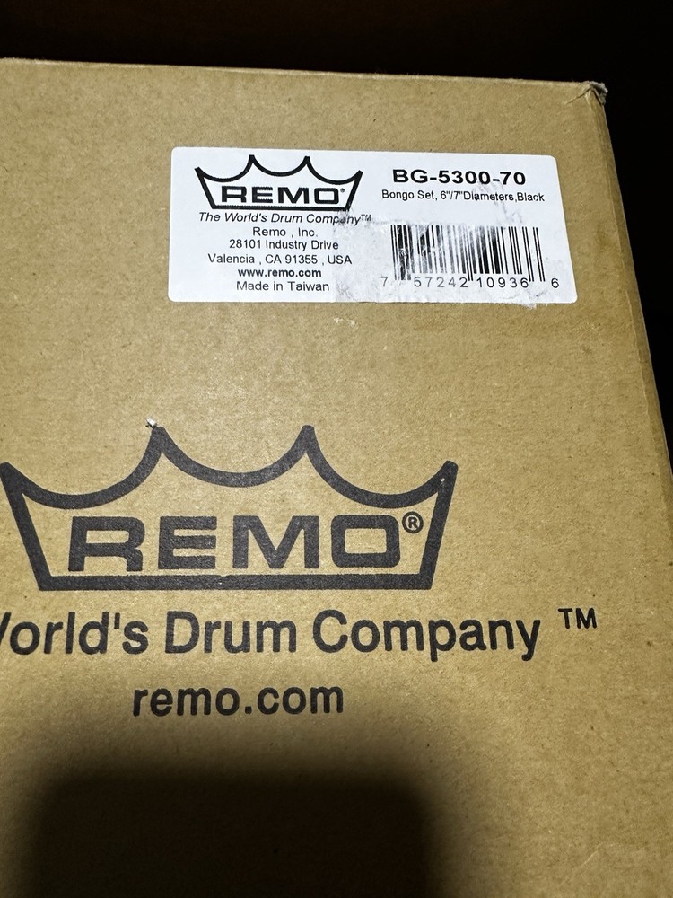 REMO Bongo Set 6”/7” Diameters, Black BG 5300-70 NIB Never Used