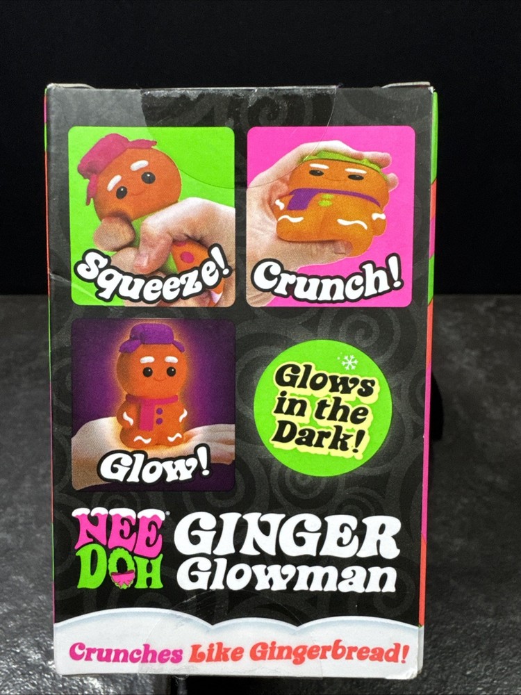 NeeDoh Squishmas Ginger Glowman Gingerbread Man Squeeze Toy Crunches GITD