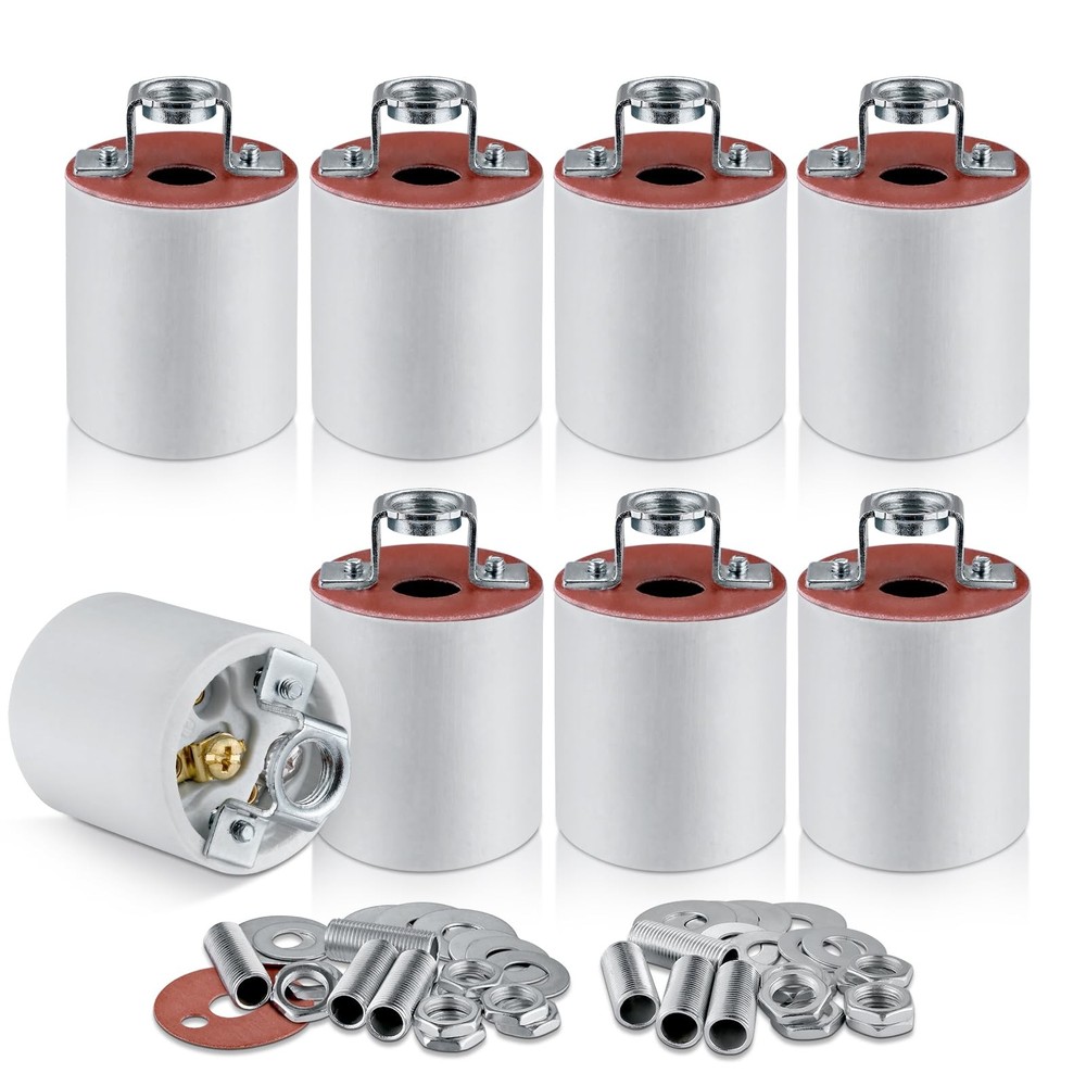 E26 Light Socket,Standard Medimun Screw Bulb Socket Lamp 8-Pack, Cream