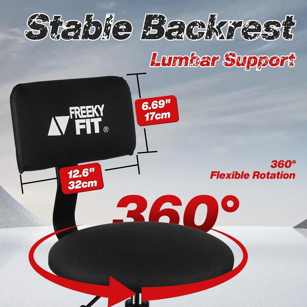Shop Stool with Backrest, Mechanic Garage for Workshop, Black