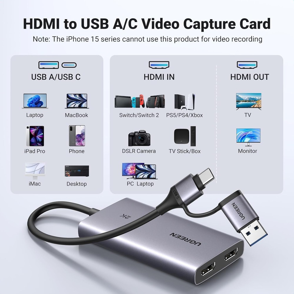 Versatile HDMI Capture Card - 4K Input, Universal Compatibility for Streamers