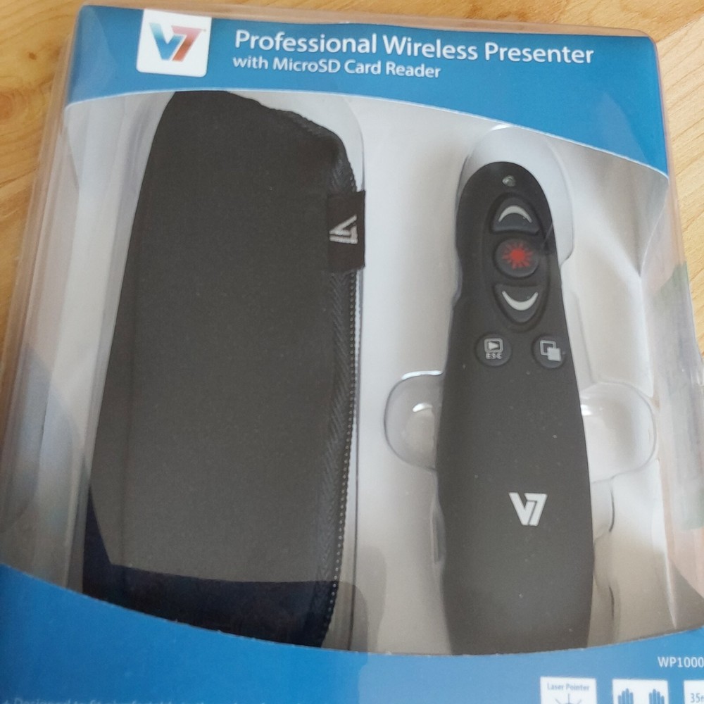 V7 Professional Wireless Presenter with MicroSD card Reader Plug play USB