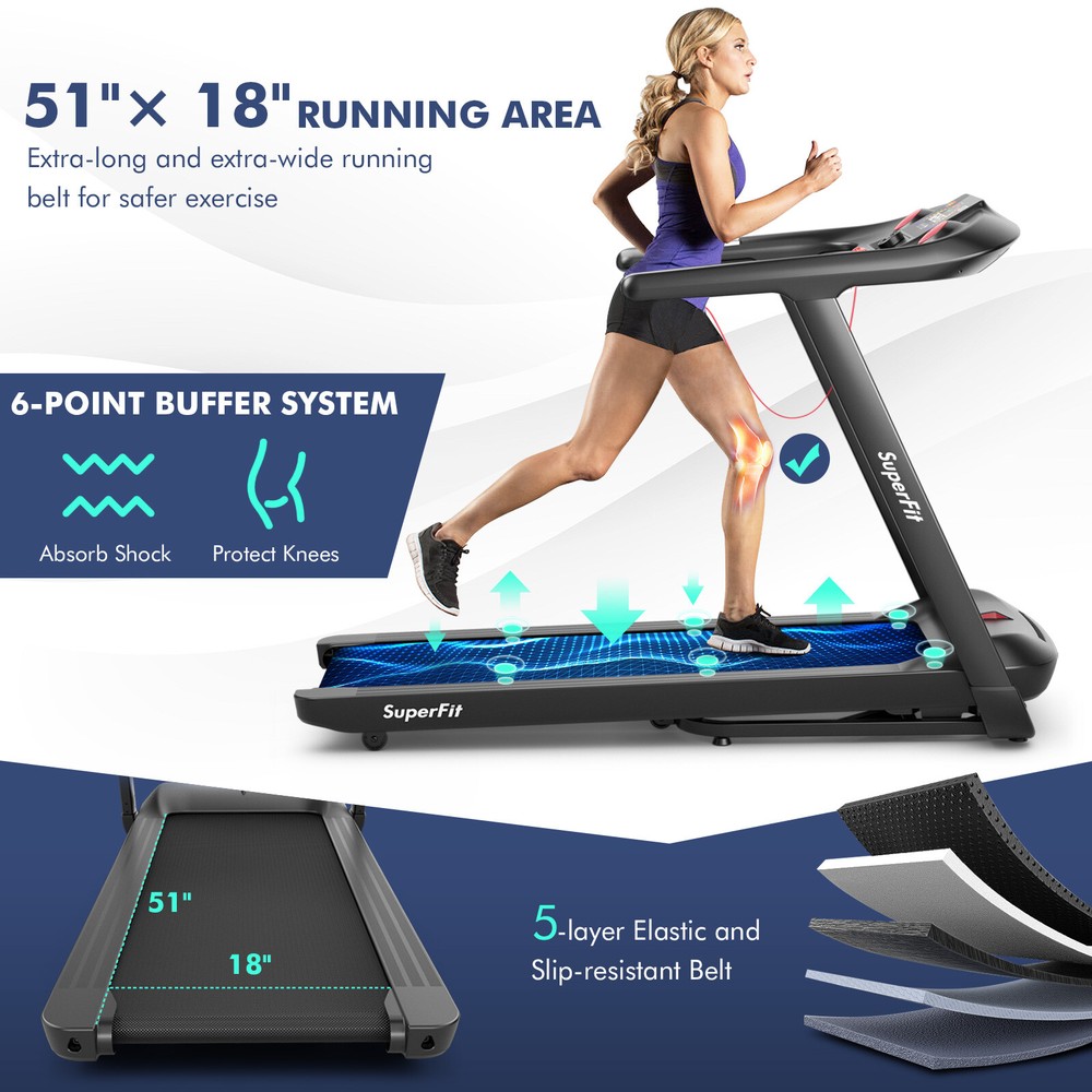 4.75HP Adjustable Treadmill w/ Programs Touch Screen Voice/APP/Remote Control