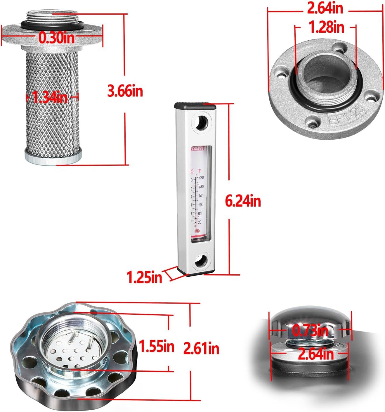 For Machinery 7-Gallon Hydraulic Fluid Reservoir Tank 14 Gauge Steel Oil Tank