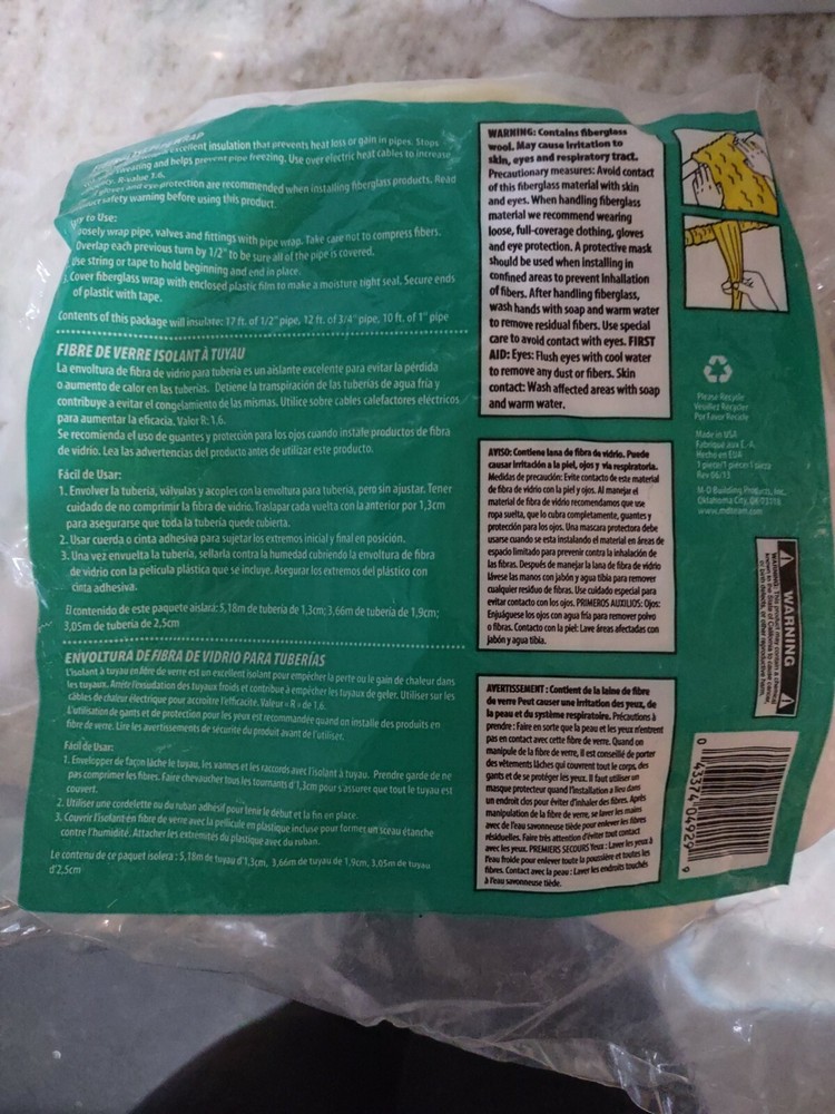Fiberglass Pipe Wrap 3" X 1/2" X 25'