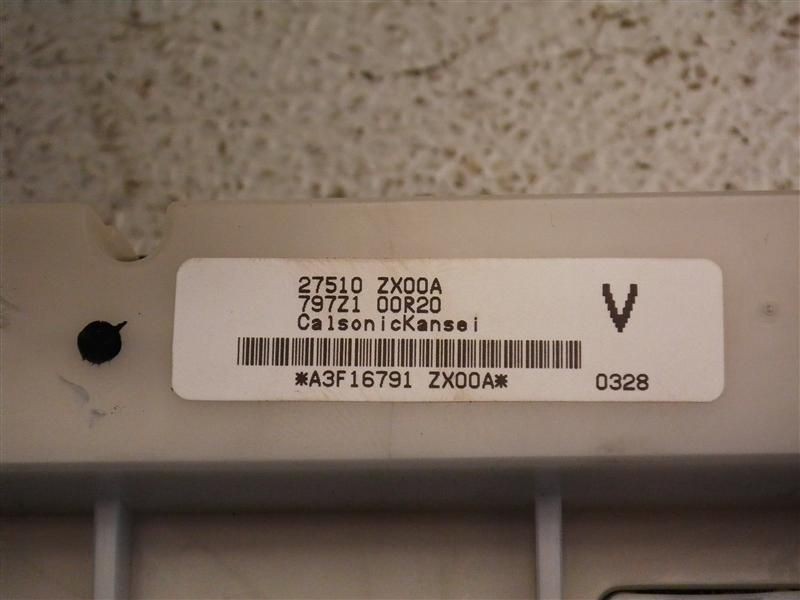 Nissan Altima 2010 Front Temperature Control 27510ZX00A 0649