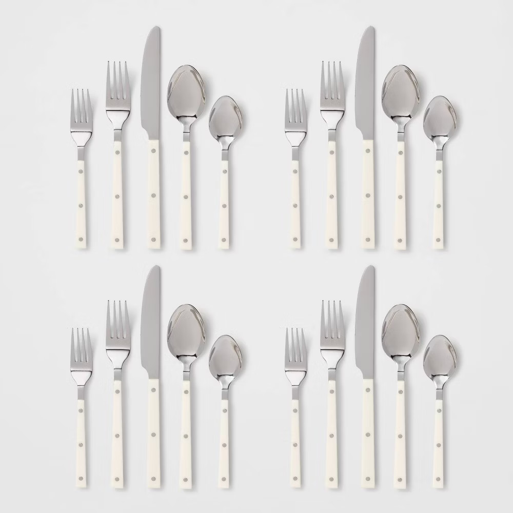 20pc Stainless Steel Burlington Silverware Set Cream - Threshold