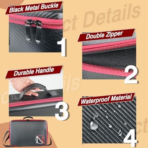 Padded Pool Ball Case with Handle & Shoulder Strap - Billiard Accessories Bag fo