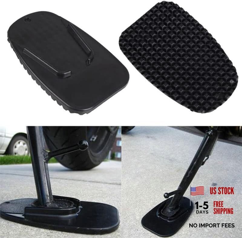 2Pcs Black Motorcycle Side Kickstand Non-Slip Plate Base Parking Stand Support