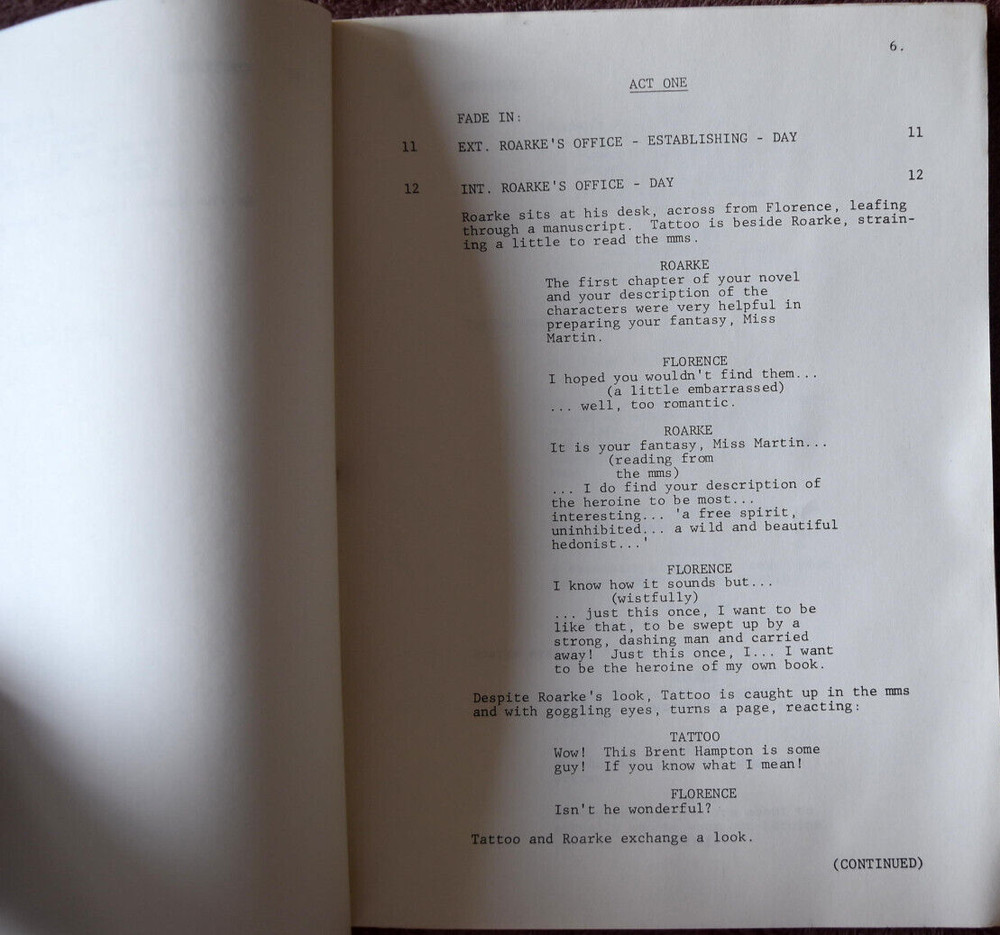 1980 Fantasy Island (The Warrior) Original First Draft Script Screenplay