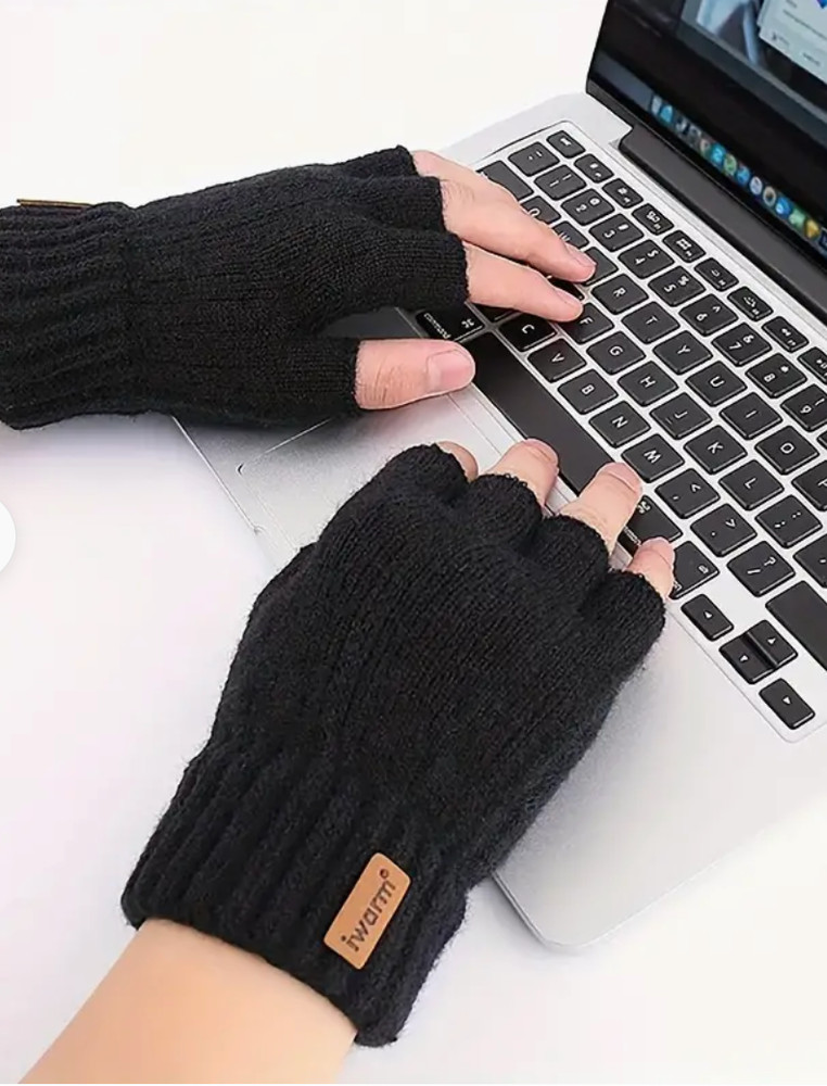 Alpaca Knitted Warm Fingerless Gloves
