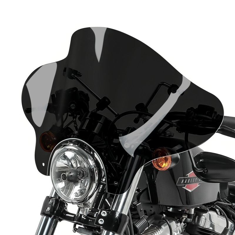 Windshield Batwing + 4-Point Mounting Kit for Custom Bikes dark smoke