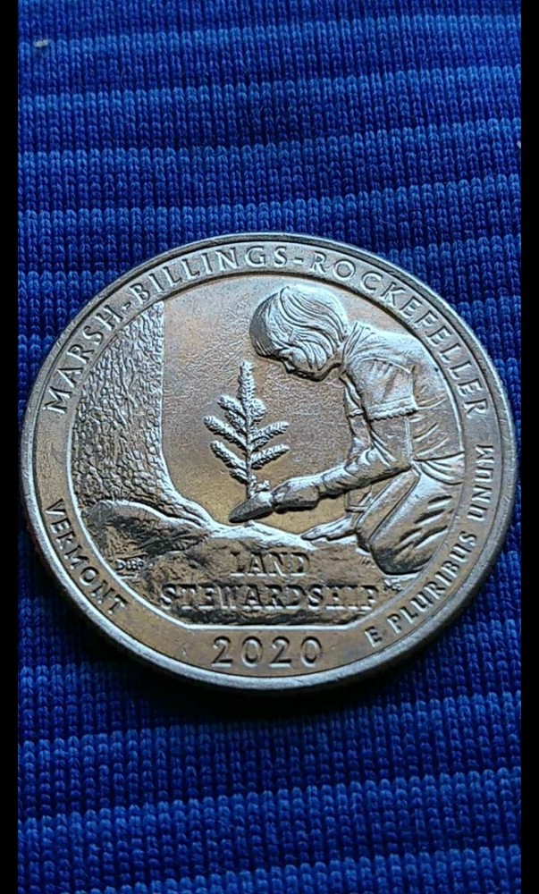 WEAK "D" MINTMARK 2020 MARSH BILLINGS ROCKEFELLER 25c GREASE FILLED DIE ERROR