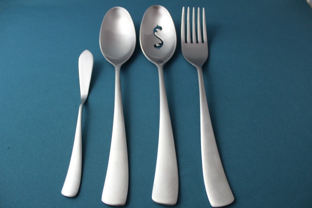 Studio William LARCH SATIN Serving (4pc Set) Tablespoon Pierced Fork Vietnam