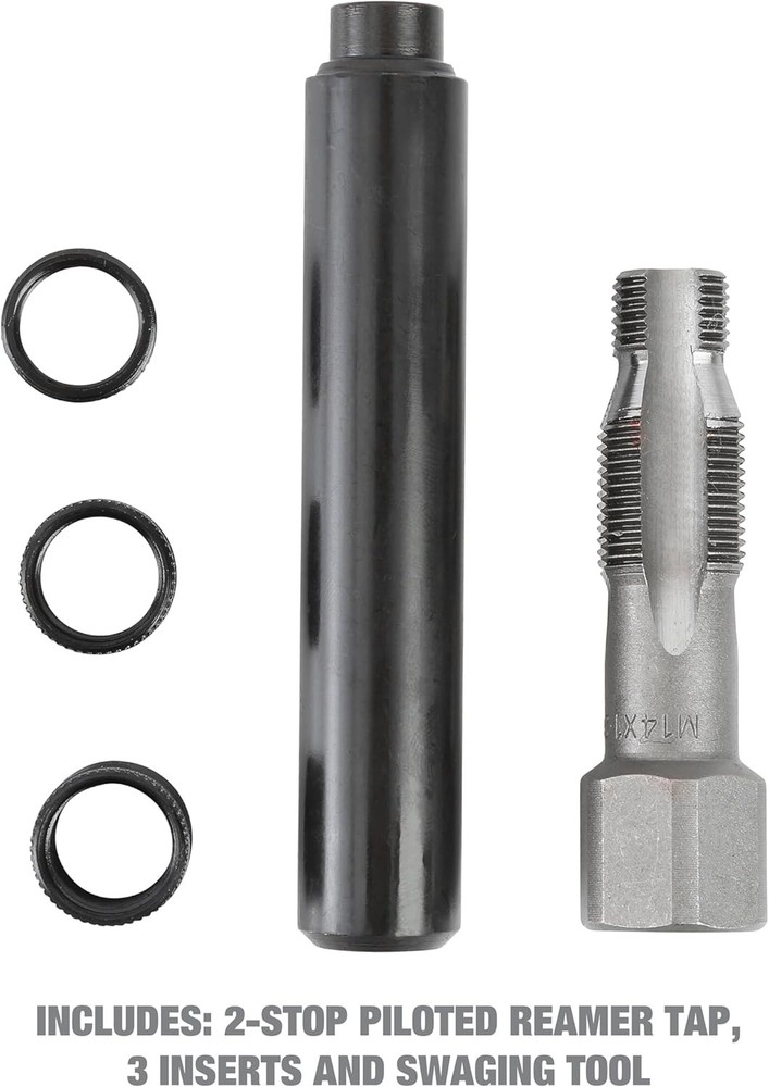 25647 5-Piece Spark Plug Saver, M14-1.25 Thread Reamer and Thread Inserts, In...