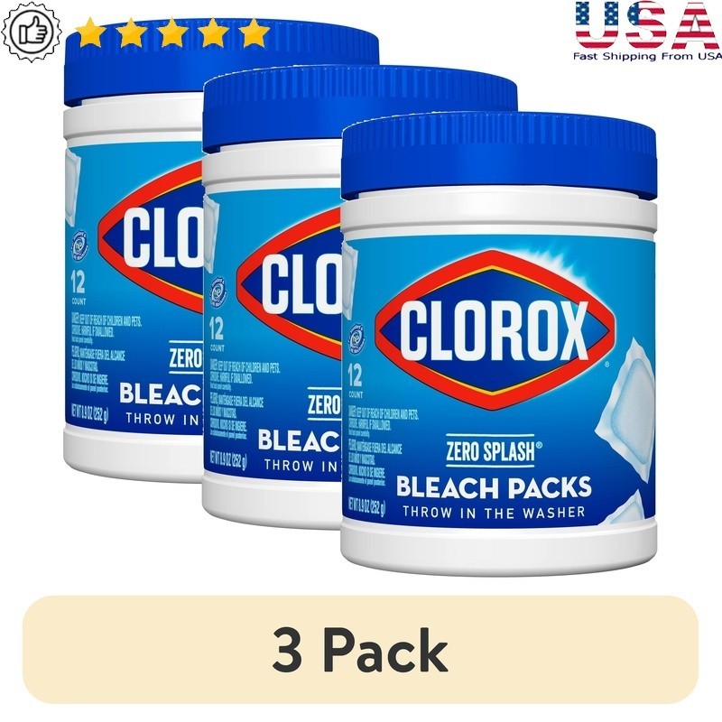 3 Pack Zero Splash Bleach Packs Regular Scent 8.9 oz, 12 Count