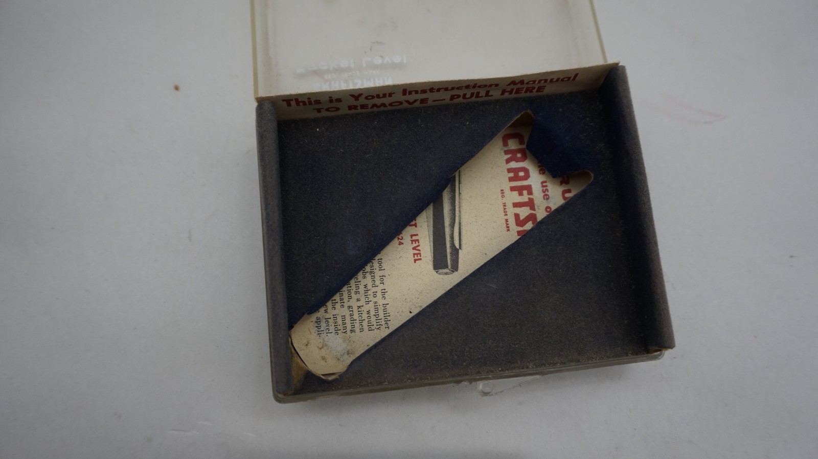 Craftsman Pocket Level No 4624 Box & Paperwork Made In USA free ship USA