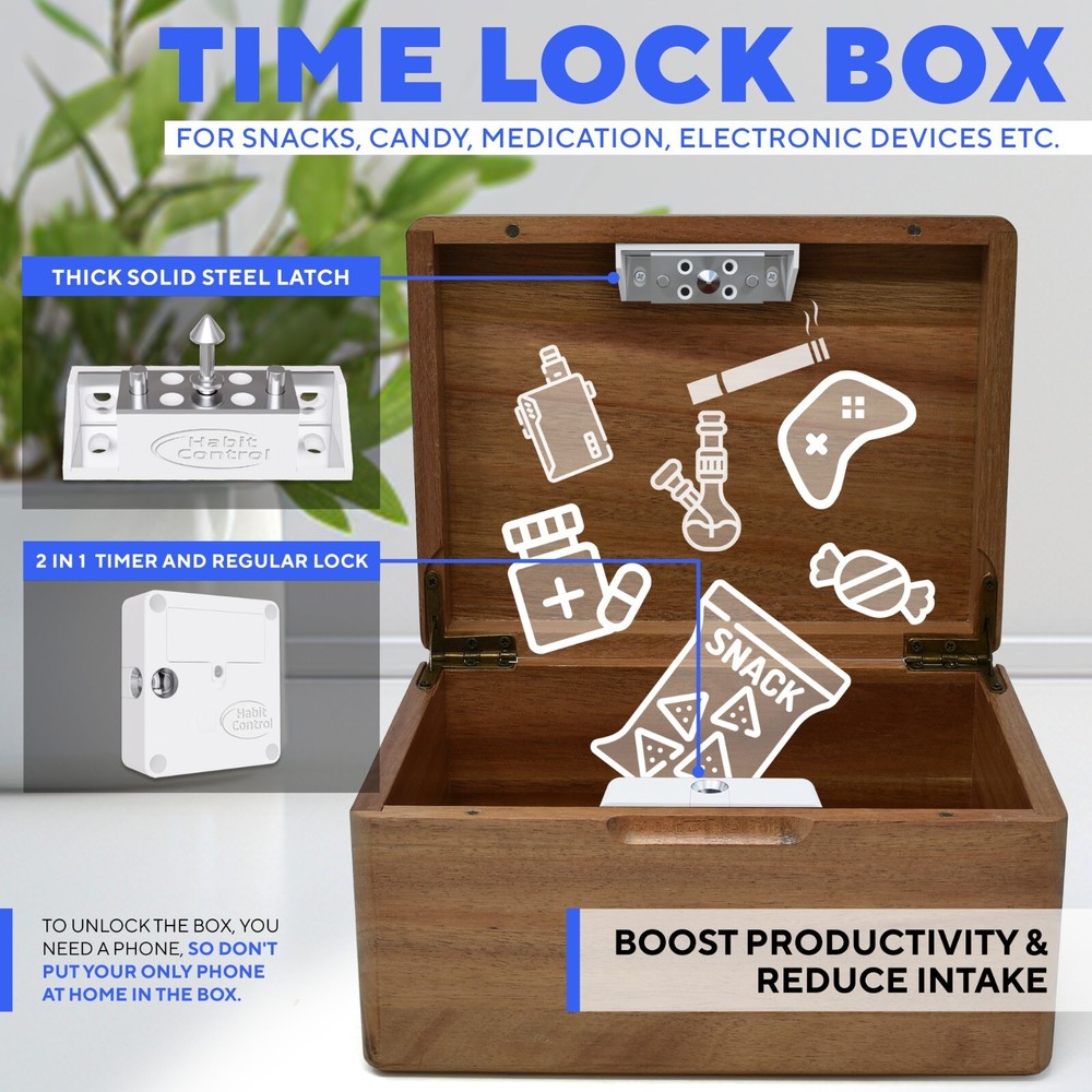 Habit Control LockBox with Timer - Smart 2-in-1 Timer and Classic Lock Box
