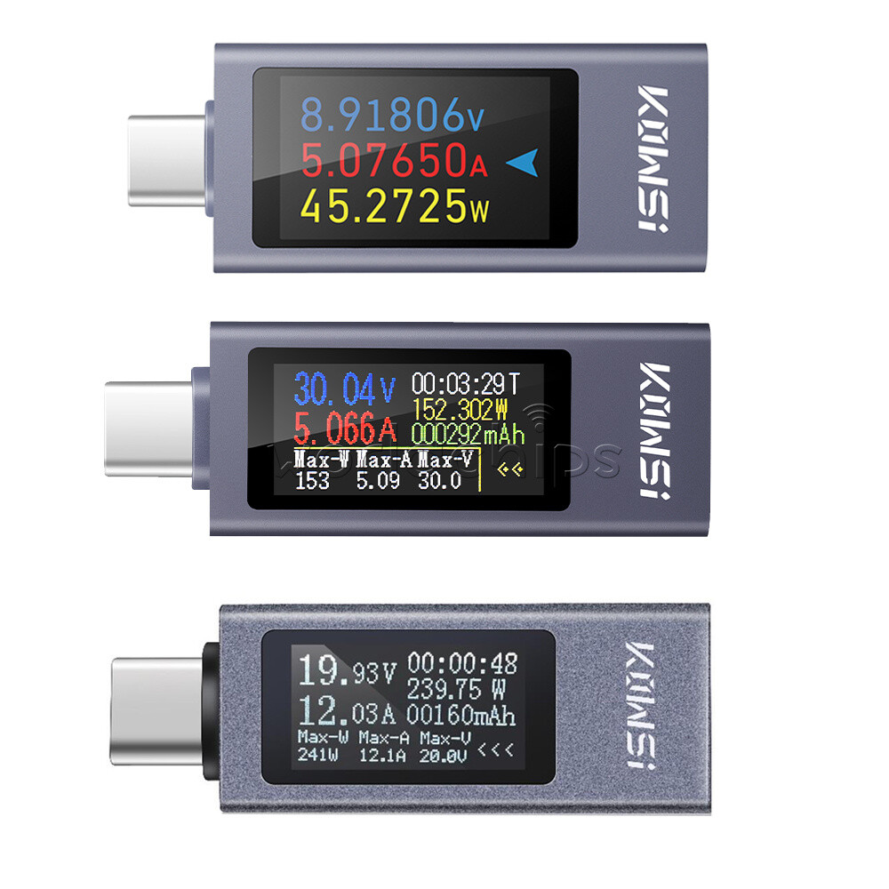 Type-C KWS Power Tester Digital Power Voltage Current Capacity Meter DC4~30V New