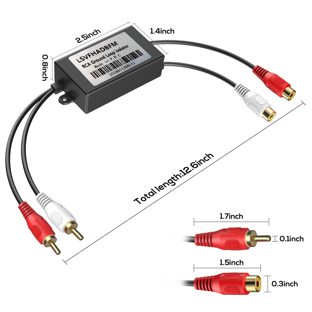 Gold Coating RCA Noise Filter Hum Eliminator Ground Loop Noise Isolator