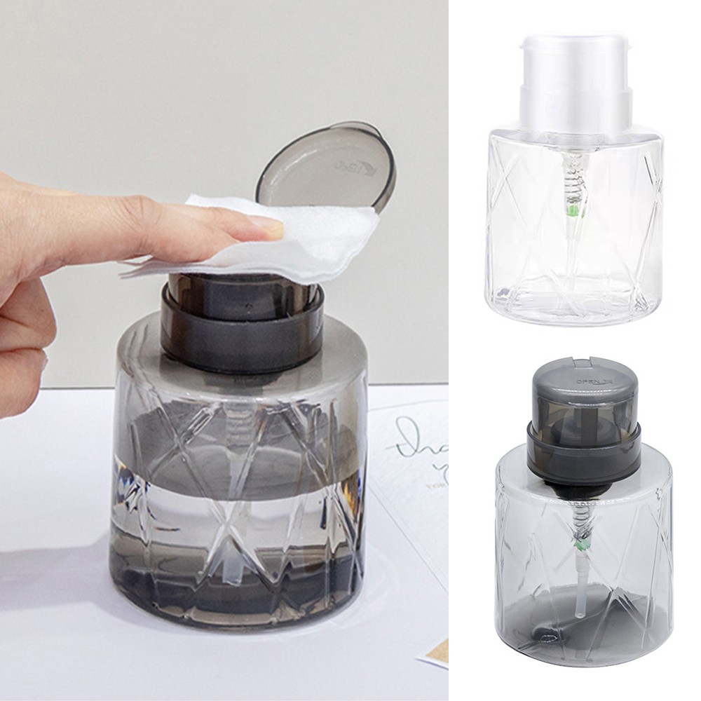 Nail Cleaner Container Reusable Empty Refillable Press Pump Dispenser 200ml S .