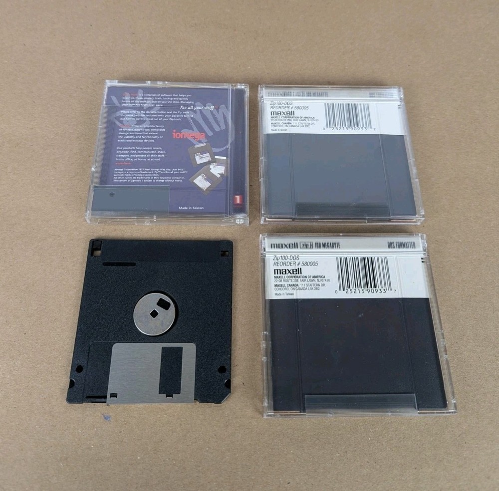 Iomega Zip 100 Parallel Port External Drive System Bundle Z100P2 TESTED VG