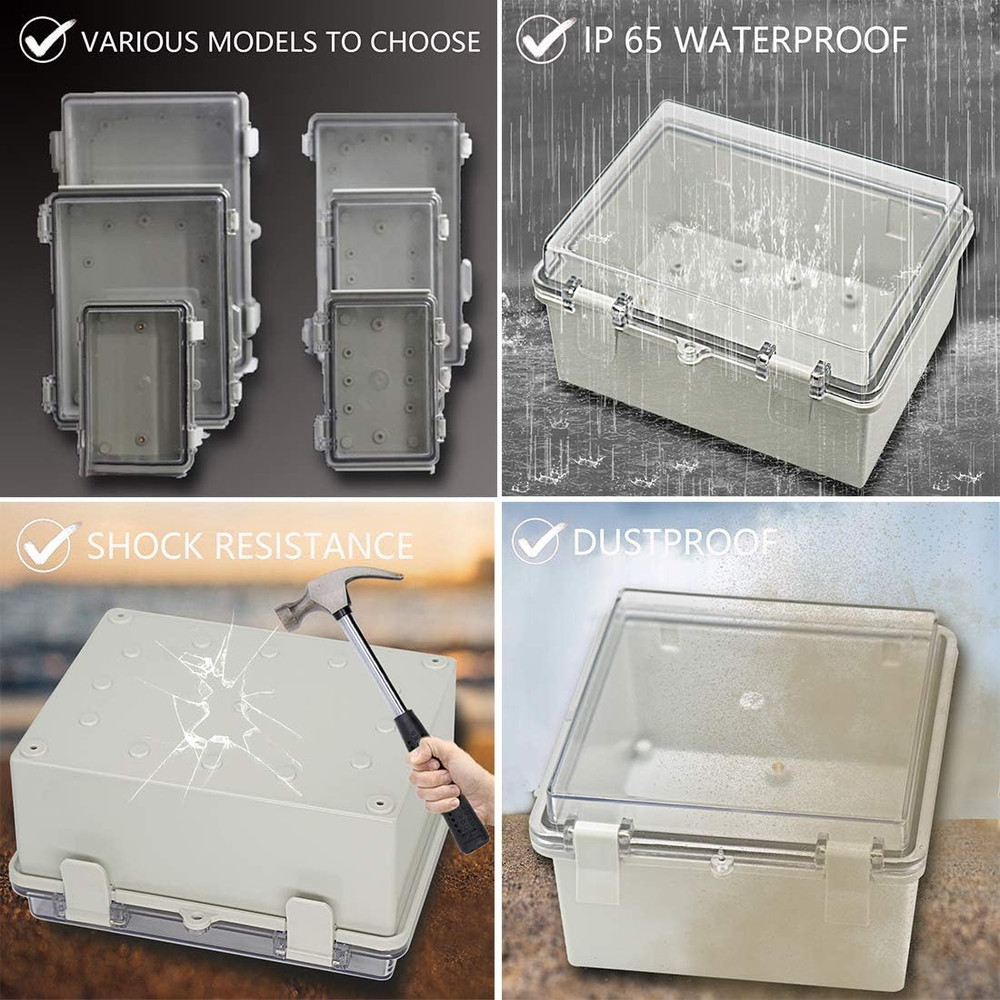 Junction Box ABS Plastic Dustproof Waterproof IP65 Electrical Boxes Hinged Shell