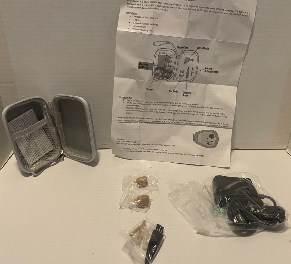 Microbionic Hearing Aid Personal Sound Amplification Product (PSAP) 2 Earpieces