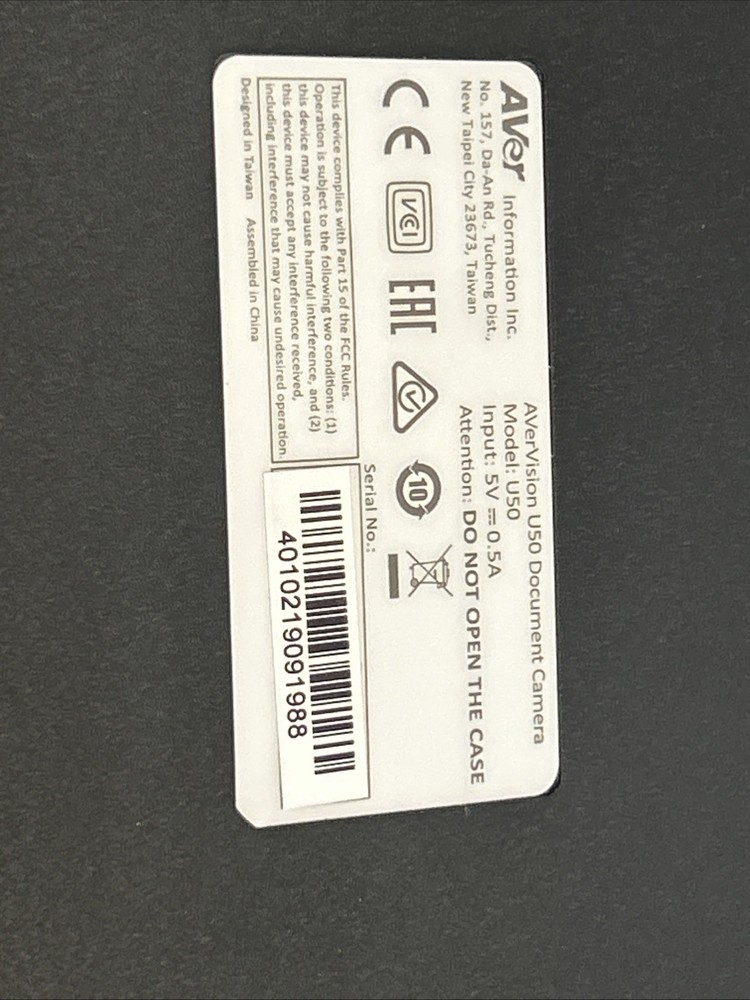 AVerVision U50 Visualizer Projector AVer Document Camera Full HD 1080p USB NEW