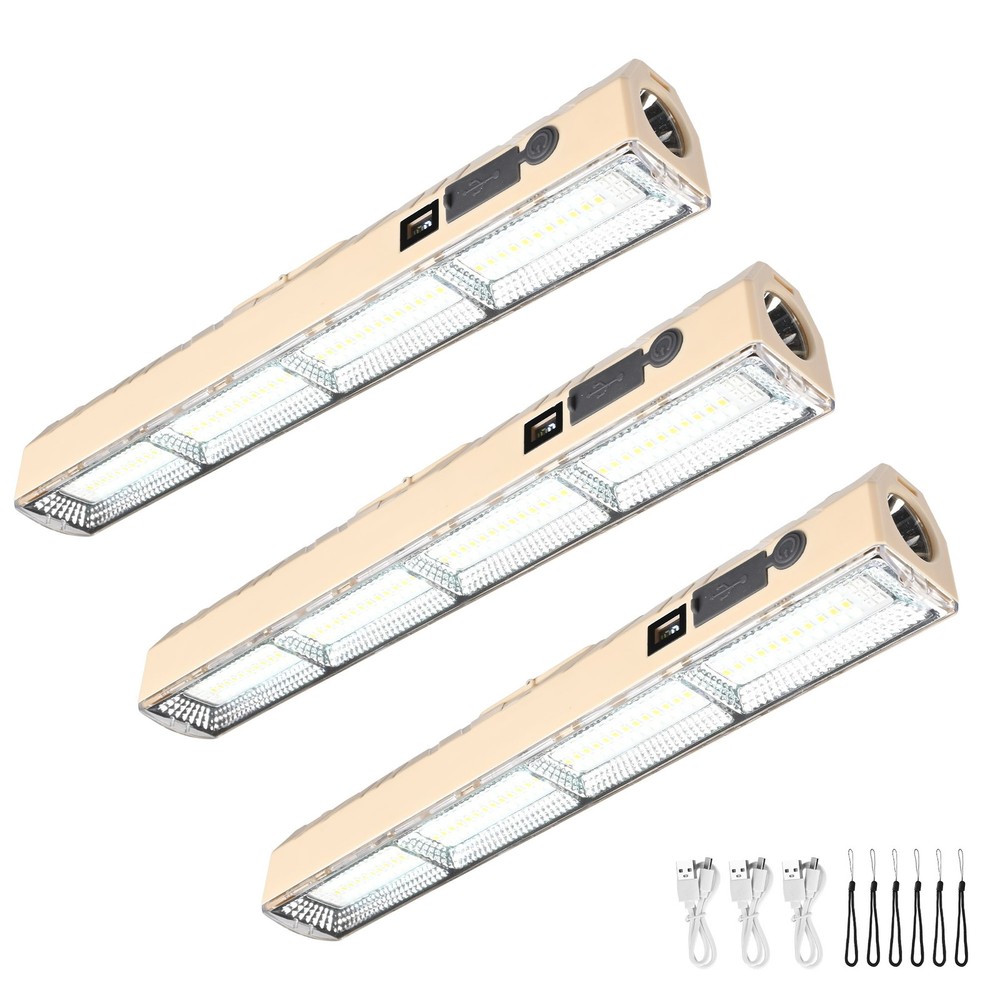 InstaHibit 3 Pcs Rechargeable Magnetic Work Light LED w/ Hook 5 Modes for Canopy