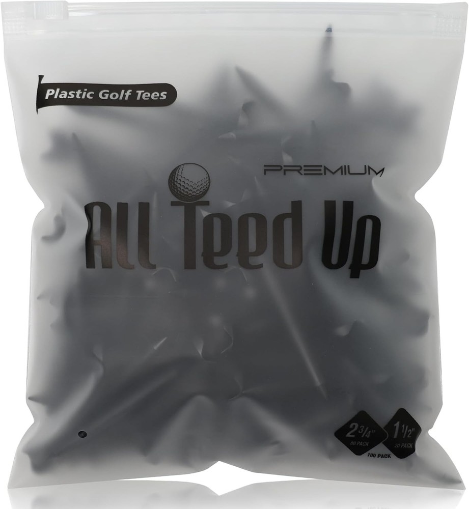Plastic Golf Tees - Black- 2.75 & 1.5 Inch Plastic Combo Pack