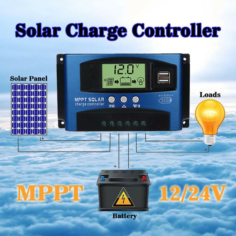 🚀60A Charge Controller Dual USB 12V/24V Auto Focus Solar Panel Regulator MPPT