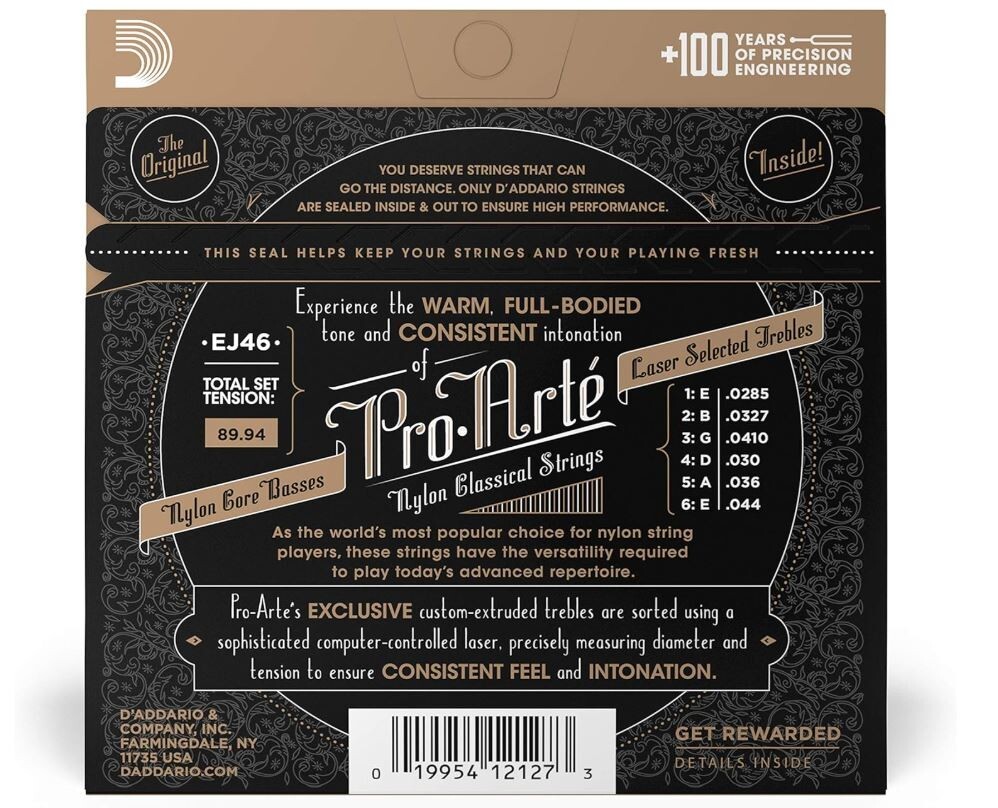 D'Addario EJ46 Guitar Strings Pro-Arte Classical Guitar Strings Nylon Hard Tensi