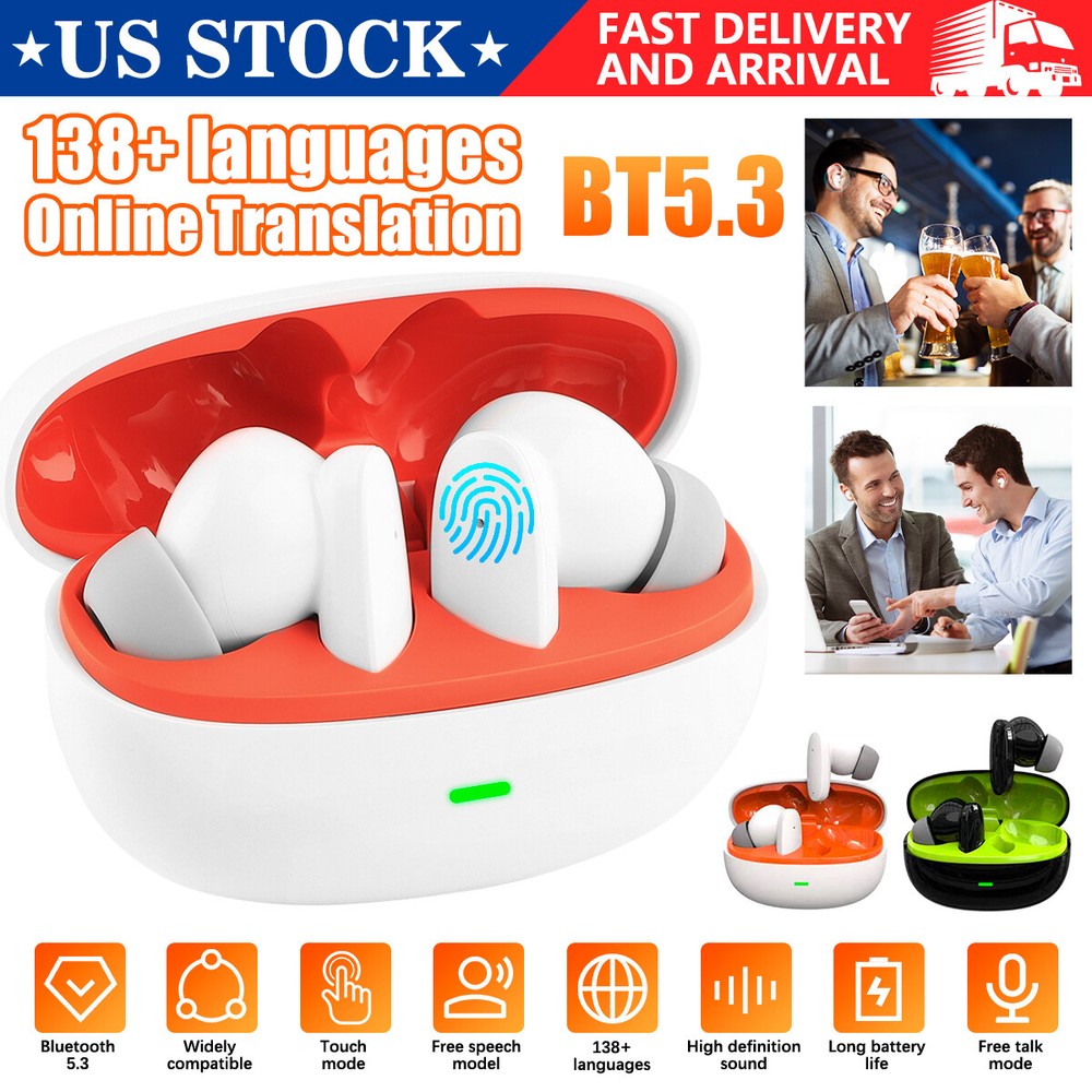 TWS Wireless Bluetooth Translator Earbuds Stereo Real Time Translator Device 144