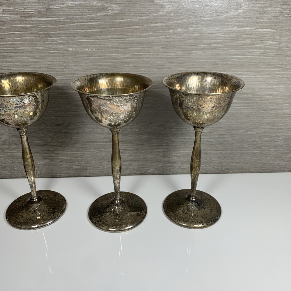 Silvercraft - EPNS - Wine Goblets - FOUR - 6” tall