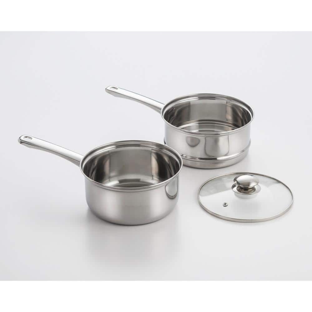 3-Piece 2.5 Qt Stainless Steel Double Boiler with Lid