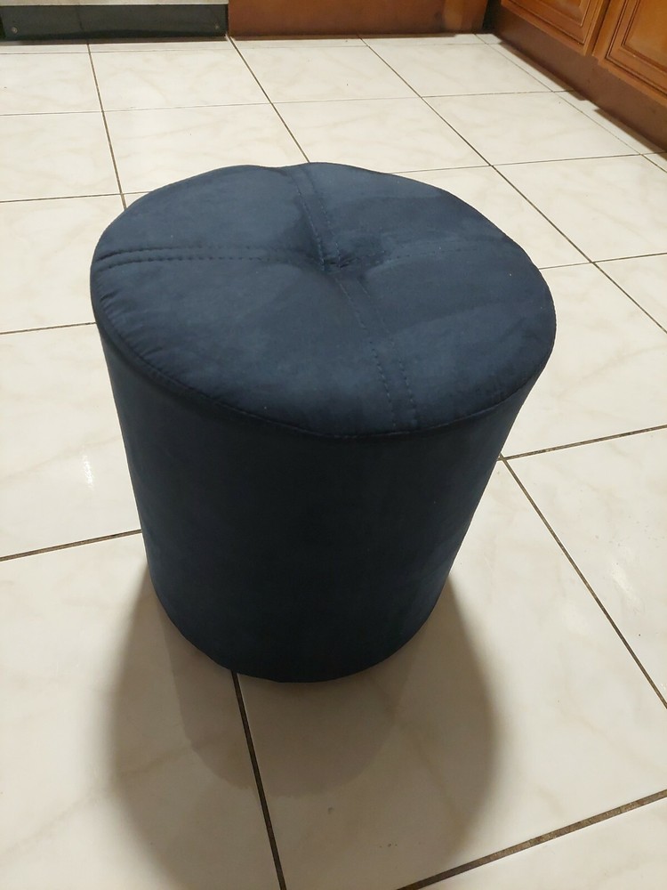 Ula Round Ottoman, Dark Blue, New