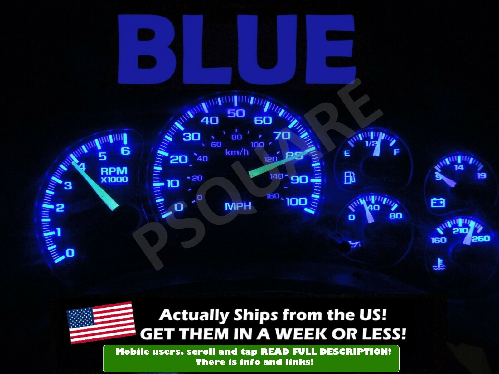 Gauge Cluster LED Dashboard Bulbs Blue For Chevy GMC 99 02  Silverado Truck
