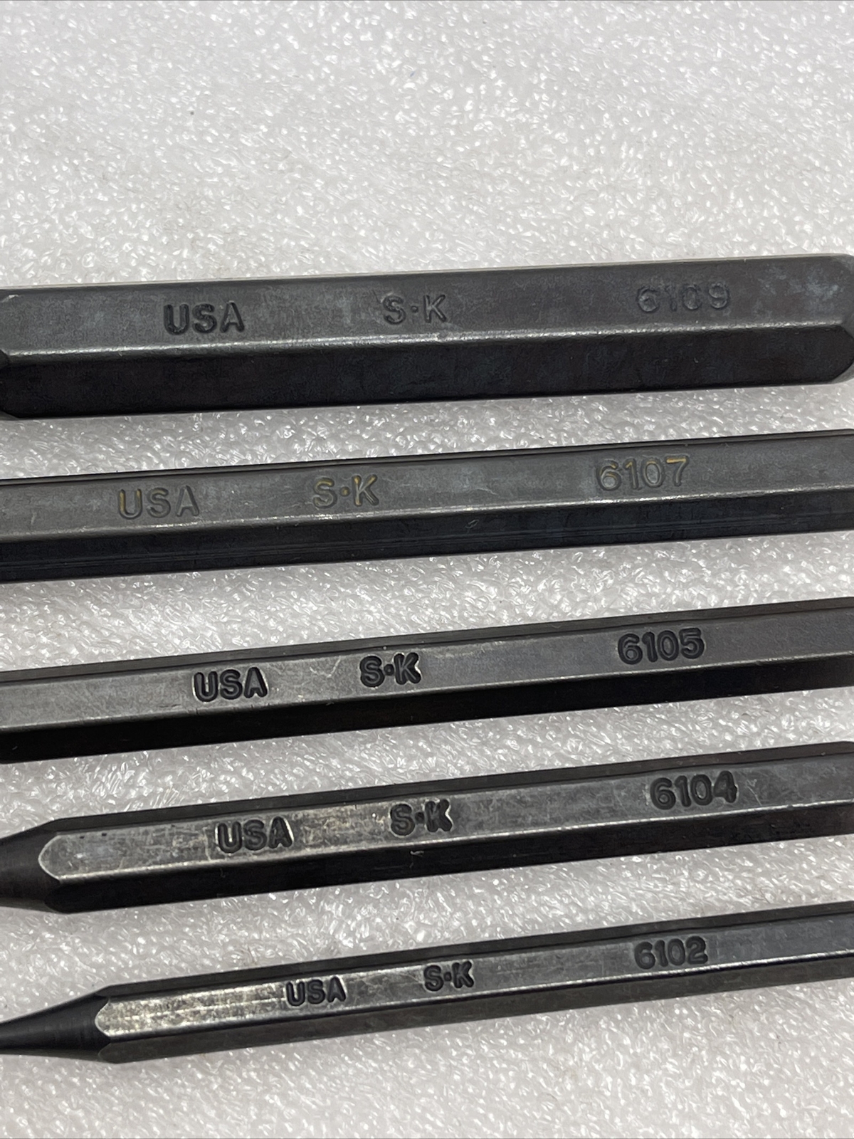 SK Hand Tools Straight Pin Punch Set, 5 Piece, 1/16, 1/8, 5/32, 1/4, 3/8 New USA