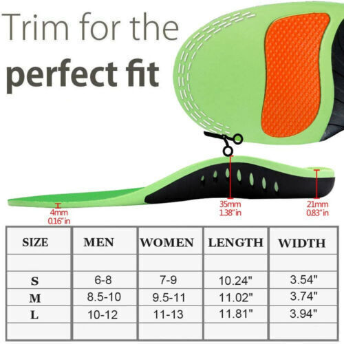 Orthotic Shoe Insoles Inserts Flat Feet High Arch Support for Plantar Fasciitis