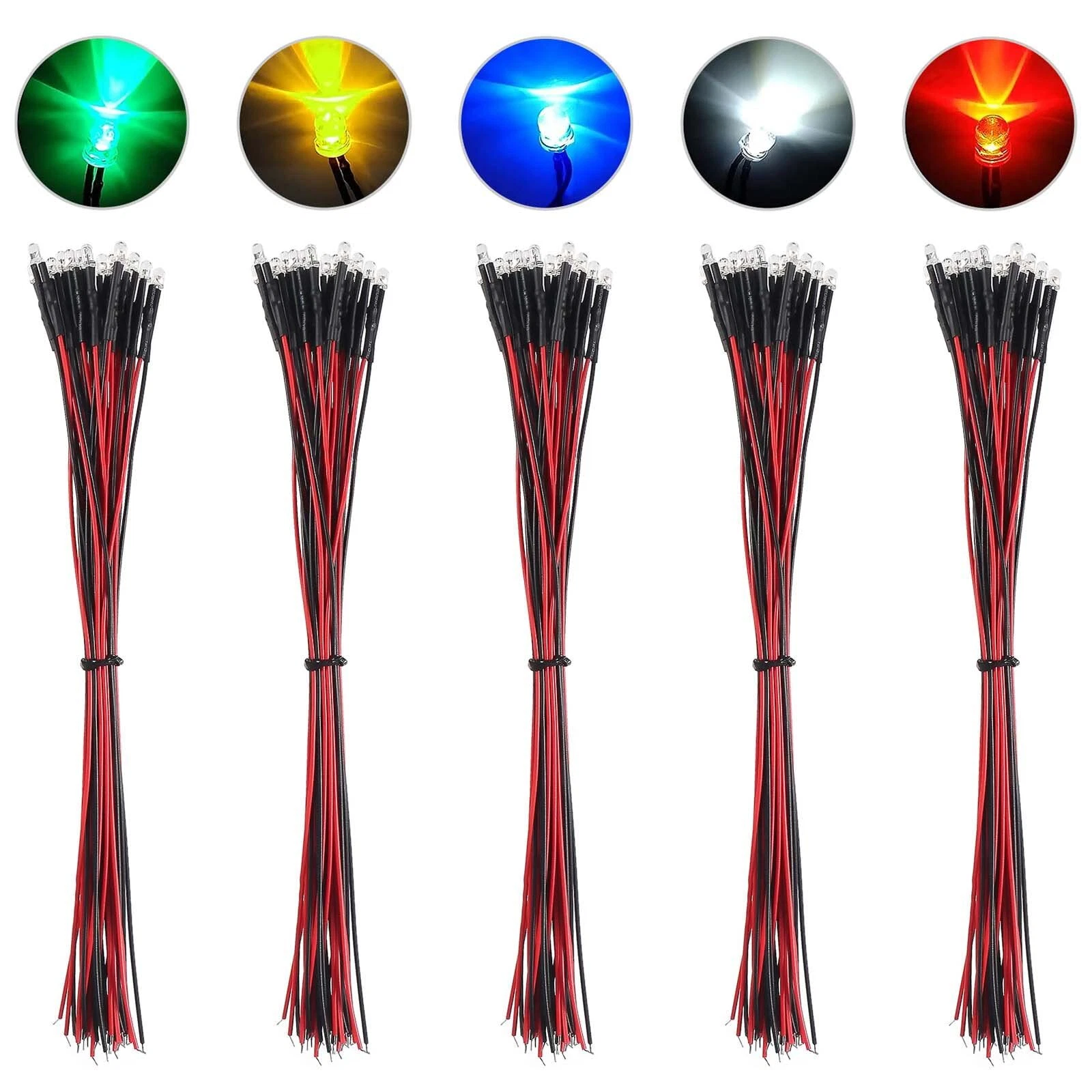 100X 3mm Pre Wired DC5V-12V Micro LED Lights Emitting Diodes Mini Bulbs Lamp NEW